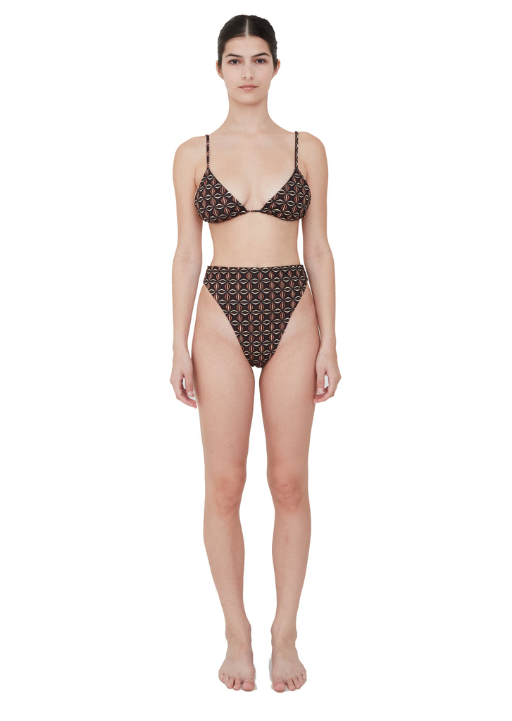 BO TRIANGLE BIKINI TOP - BLACK GEO