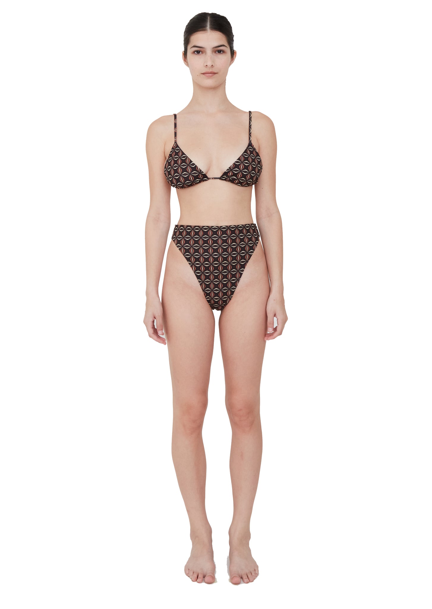 BO TRIANGLE BIKINI TOP - BLACK GEO