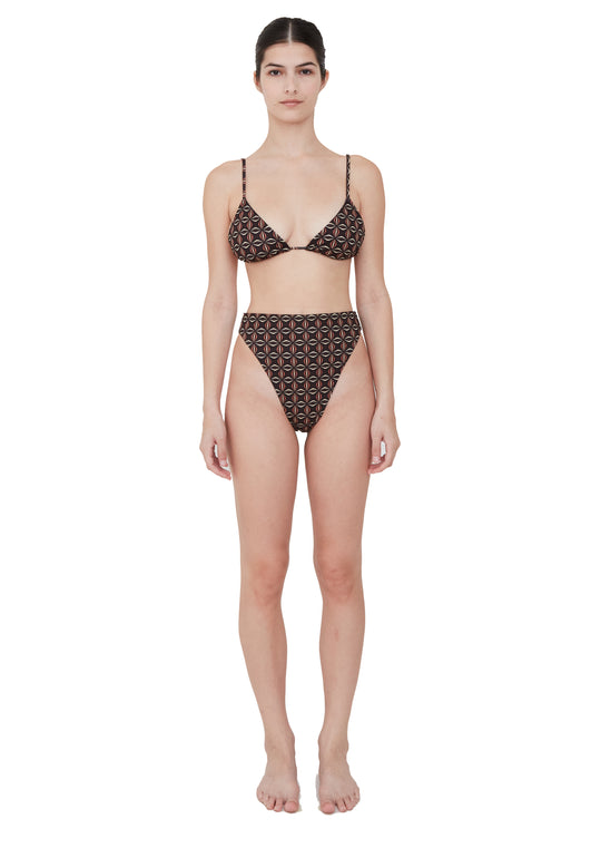 BO TRIANGLE BIKINI TOP - BLACK GEO